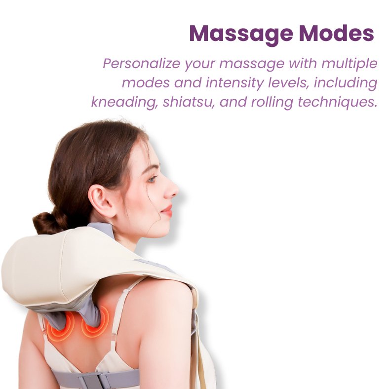 Personalize your massage with multiple modes and intensity levels, including kneading, shiatsu, and rolling techniques.
