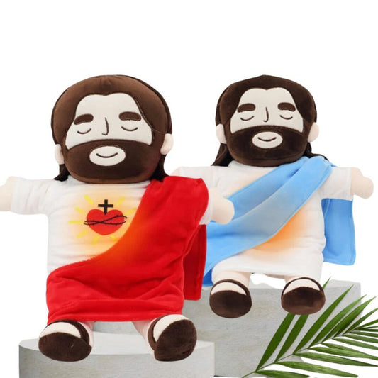 Eileensia Breathing Jesus Plush Toy Baby Soothing Jesus Doll Four-gear Adjustment Children Music Sleep Companion Christmas Toy Gifts
