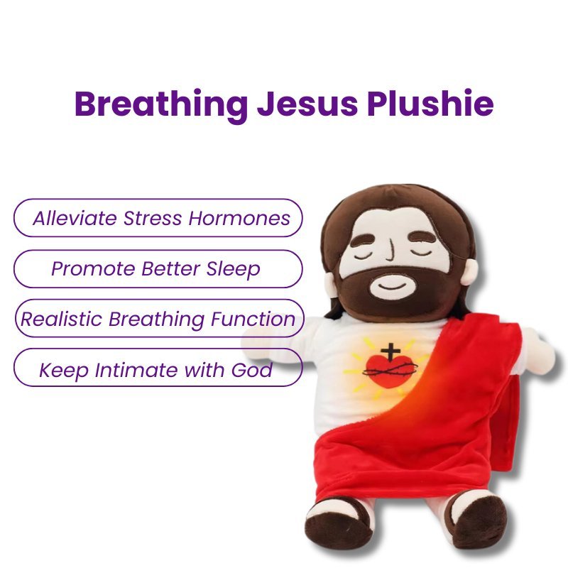 Eileensia breathing jesus plush alleviate stress hormones promote better sleep realistic breathing function keep intimate with god
