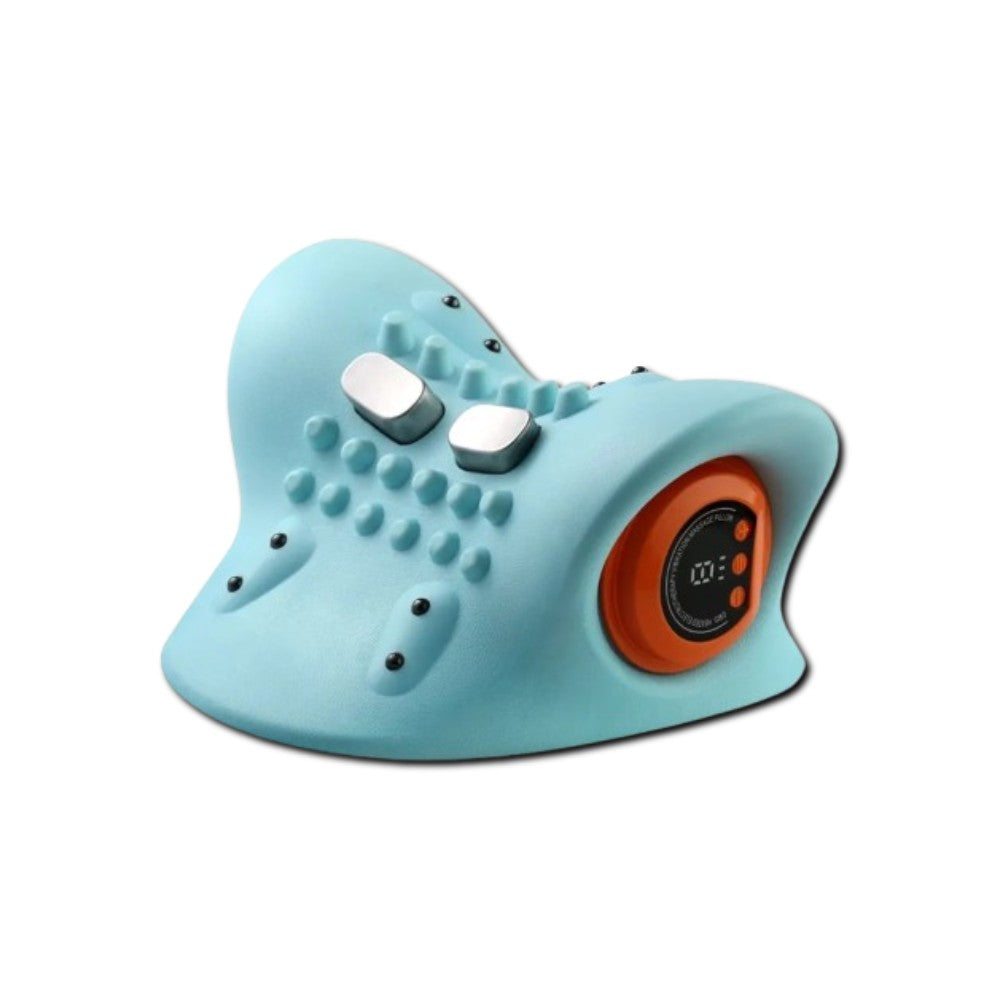 here is a cervical heated neck massage pillow in cyan. You can just lie on it instead of wearing it, which relief the pressure of your neck and shoulder.